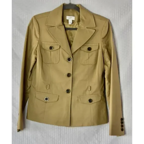 ANN TAYLOR LOFT Designer Khaki Equestrian Blazer Jacket Size 8 NEW!!! - Picture 1 of 6